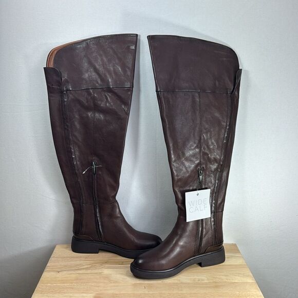 SARTO by Franco Sarto Battina Wide Calf Leather Knee High Boots- Brown- 7.5 M - Picture 4 of 9